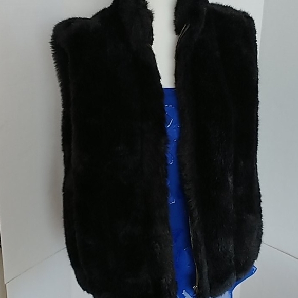 COACO New York Black Faux Fur Reversible Vest Sz S - Picture 3 of 13
